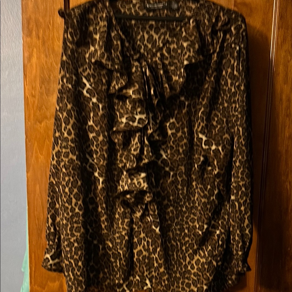 Leopard Print Ruffle Blouse